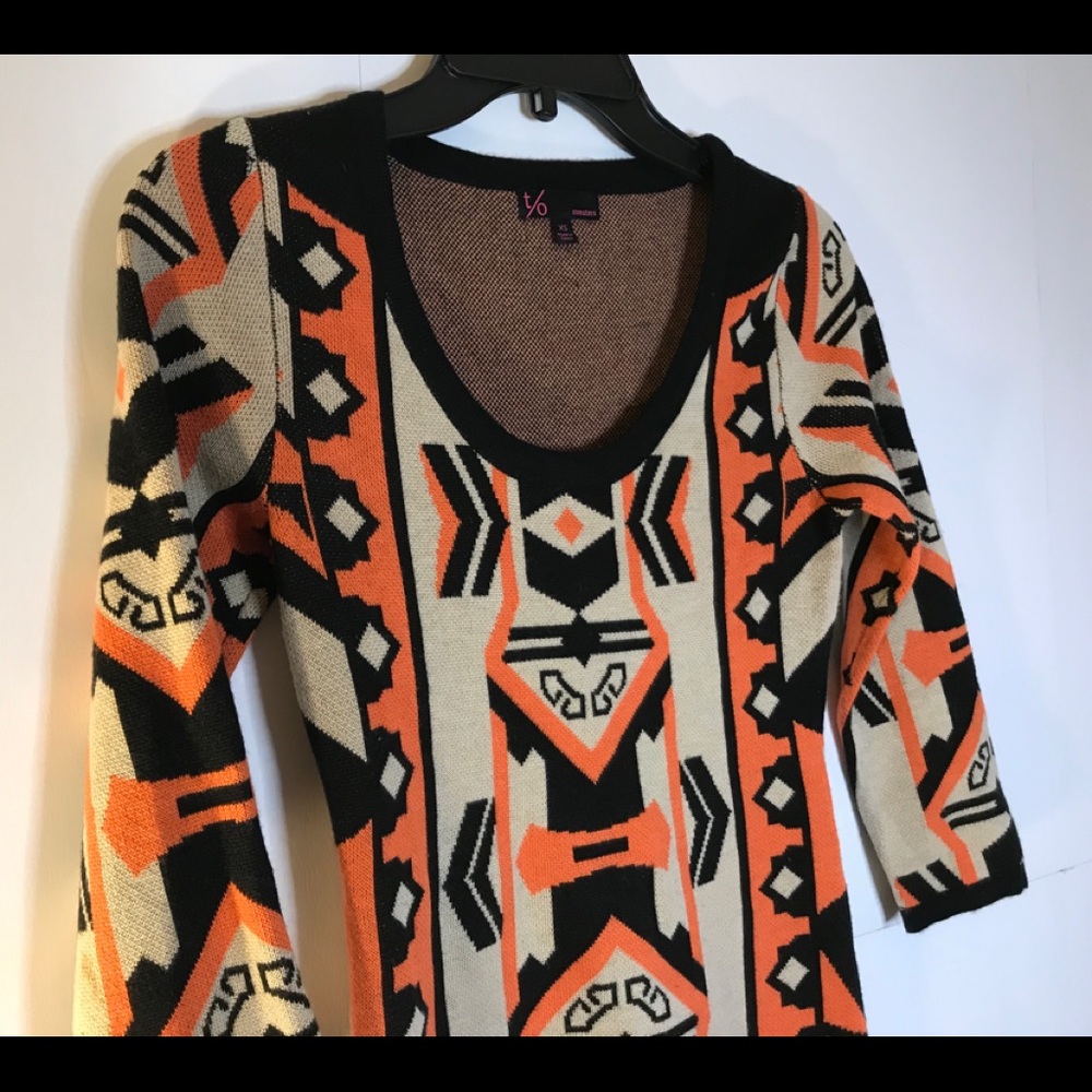 T/O Tribal Sweaters Aztec Print  Sweater Dress  XS - Picture 2 of 8